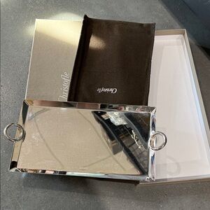 Christofle Rectangular Silver Tray with Circular Handles